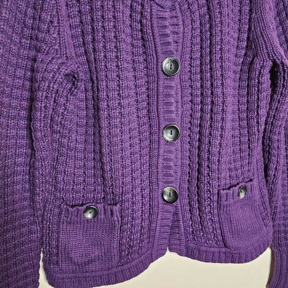 Eddie Bauer Deep Purple Chunky Knit Cardigan Size Large - Picture 6 of 6